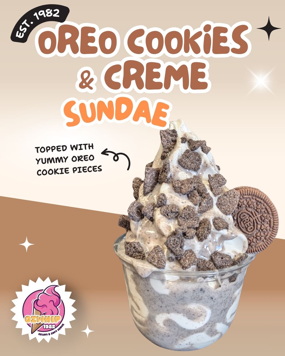 Cookies and cream ice cream sundaes